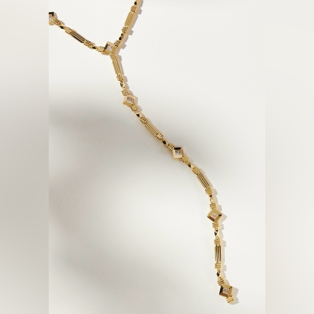 ‼️RARE‼️🎸ANTHROPOLOGIE🎸🔥NWT🔥Drippy Crystal Y-Neck Necklace 💫(very Art Deco)💫 - Picture 2 of 16